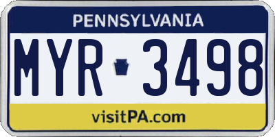 PA license plate MYR3498