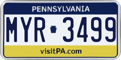PA license plate MYR3499
