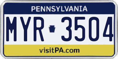 PA license plate MYR3504