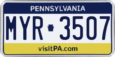 PA license plate MYR3507