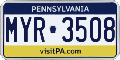 PA license plate MYR3508