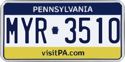 PA license plate MYR3510