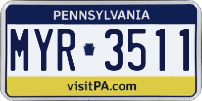 PA license plate MYR3511