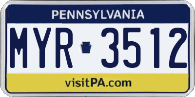 PA license plate MYR3512