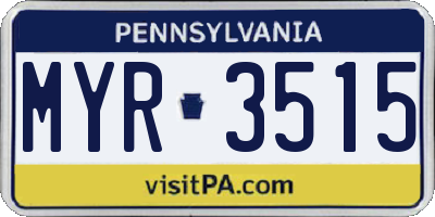 PA license plate MYR3515