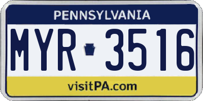 PA license plate MYR3516