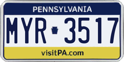 PA license plate MYR3517