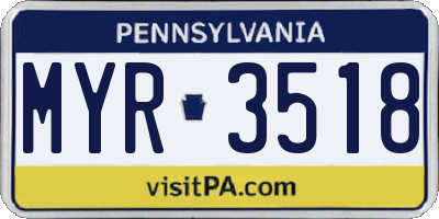 PA license plate MYR3518