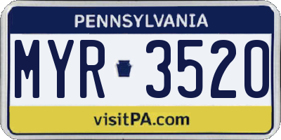 PA license plate MYR3520
