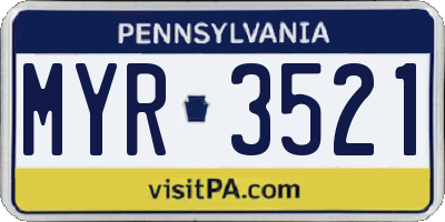 PA license plate MYR3521