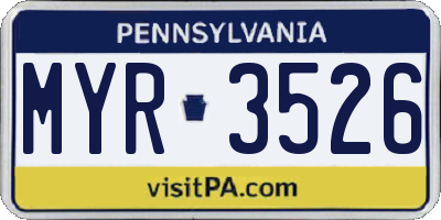 PA license plate MYR3526