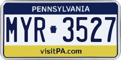 PA license plate MYR3527