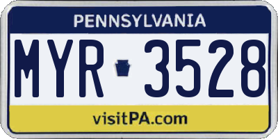 PA license plate MYR3528
