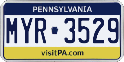 PA license plate MYR3529