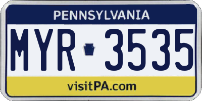 PA license plate MYR3535