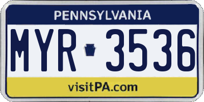 PA license plate MYR3536
