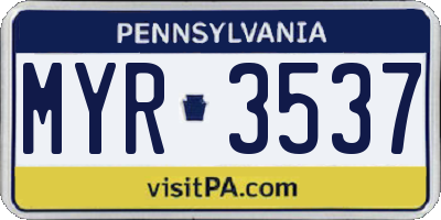 PA license plate MYR3537