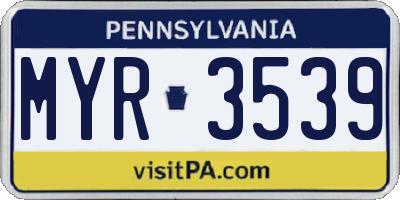 PA license plate MYR3539