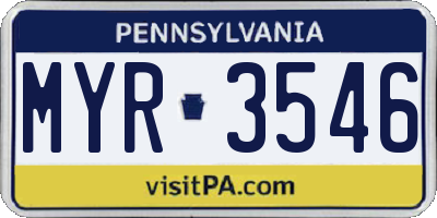 PA license plate MYR3546