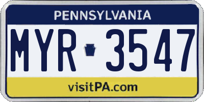 PA license plate MYR3547