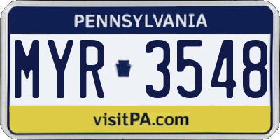 PA license plate MYR3548