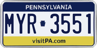PA license plate MYR3551