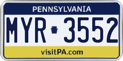 PA license plate MYR3552