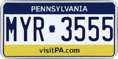 PA license plate MYR3555