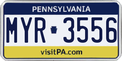 PA license plate MYR3556