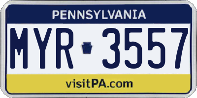 PA license plate MYR3557
