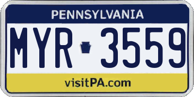 PA license plate MYR3559
