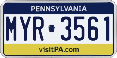 PA license plate MYR3561