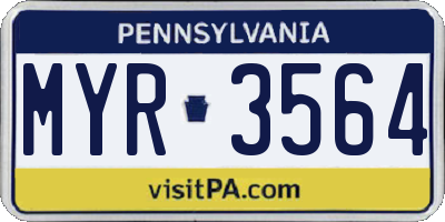 PA license plate MYR3564