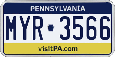 PA license plate MYR3566