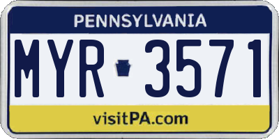 PA license plate MYR3571