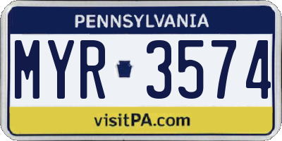 PA license plate MYR3574