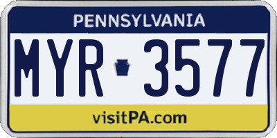 PA license plate MYR3577