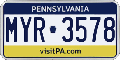 PA license plate MYR3578