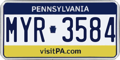 PA license plate MYR3584