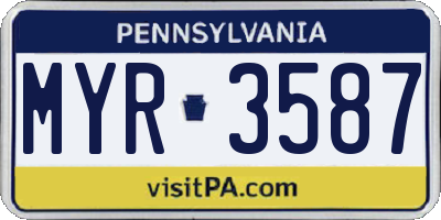 PA license plate MYR3587