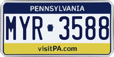 PA license plate MYR3588