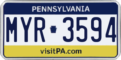 PA license plate MYR3594