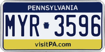 PA license plate MYR3596
