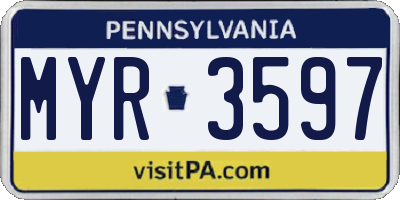 PA license plate MYR3597