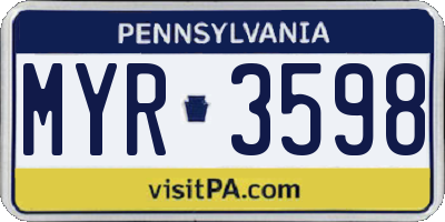 PA license plate MYR3598