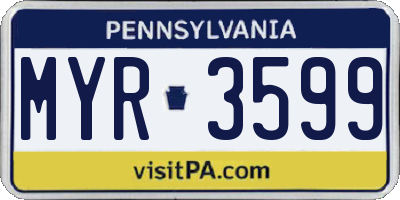 PA license plate MYR3599