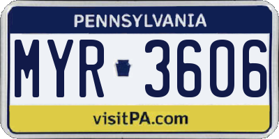 PA license plate MYR3606