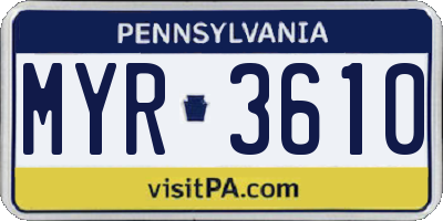 PA license plate MYR3610