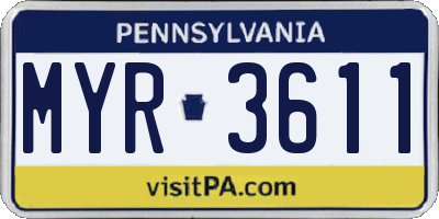 PA license plate MYR3611
