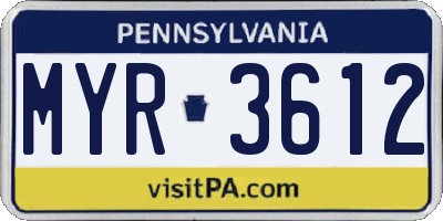 PA license plate MYR3612